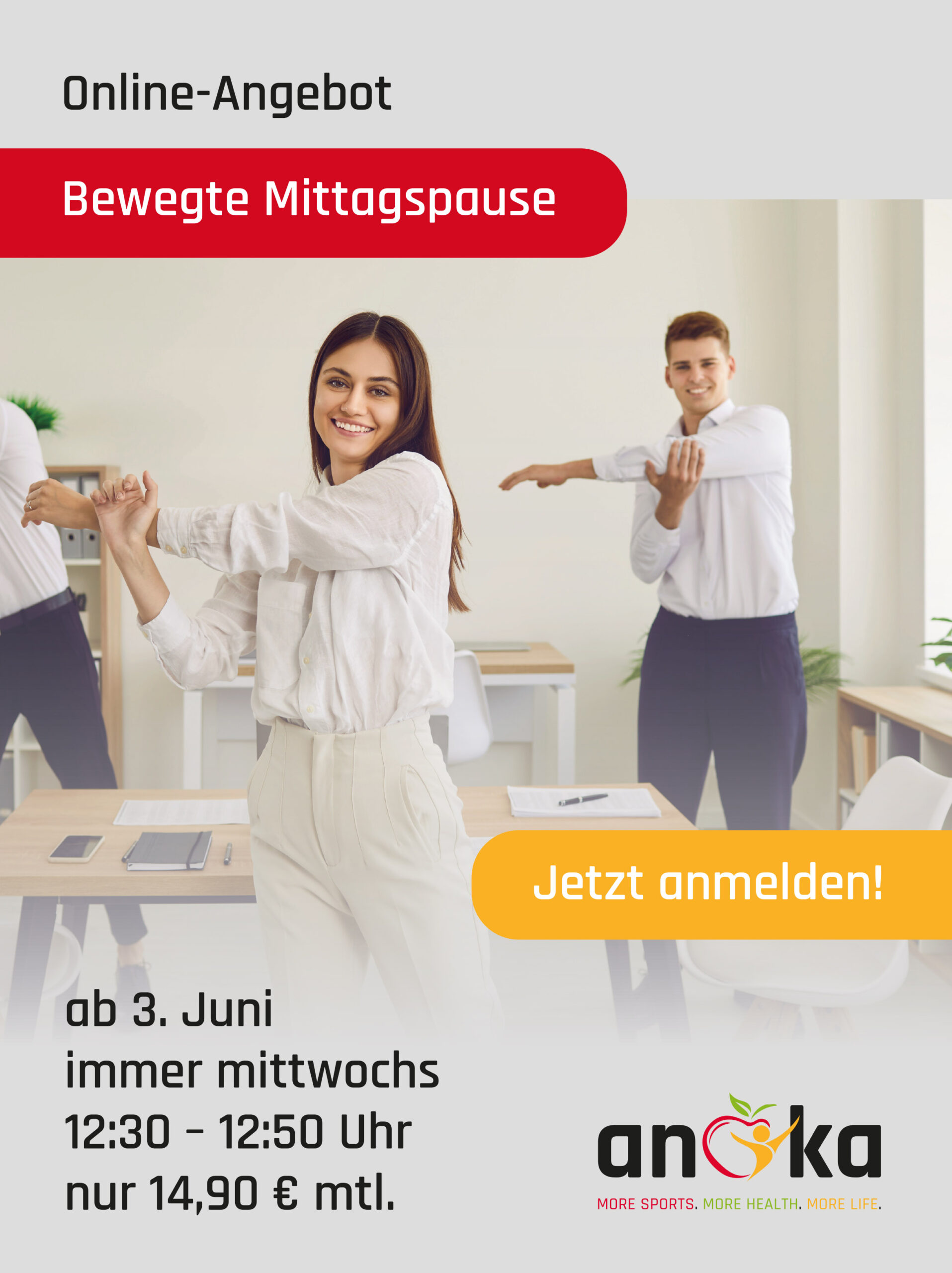 Bewegte Mittagspause bei anka: Jeden Mittwoch, 12.30-12.50 Uhr